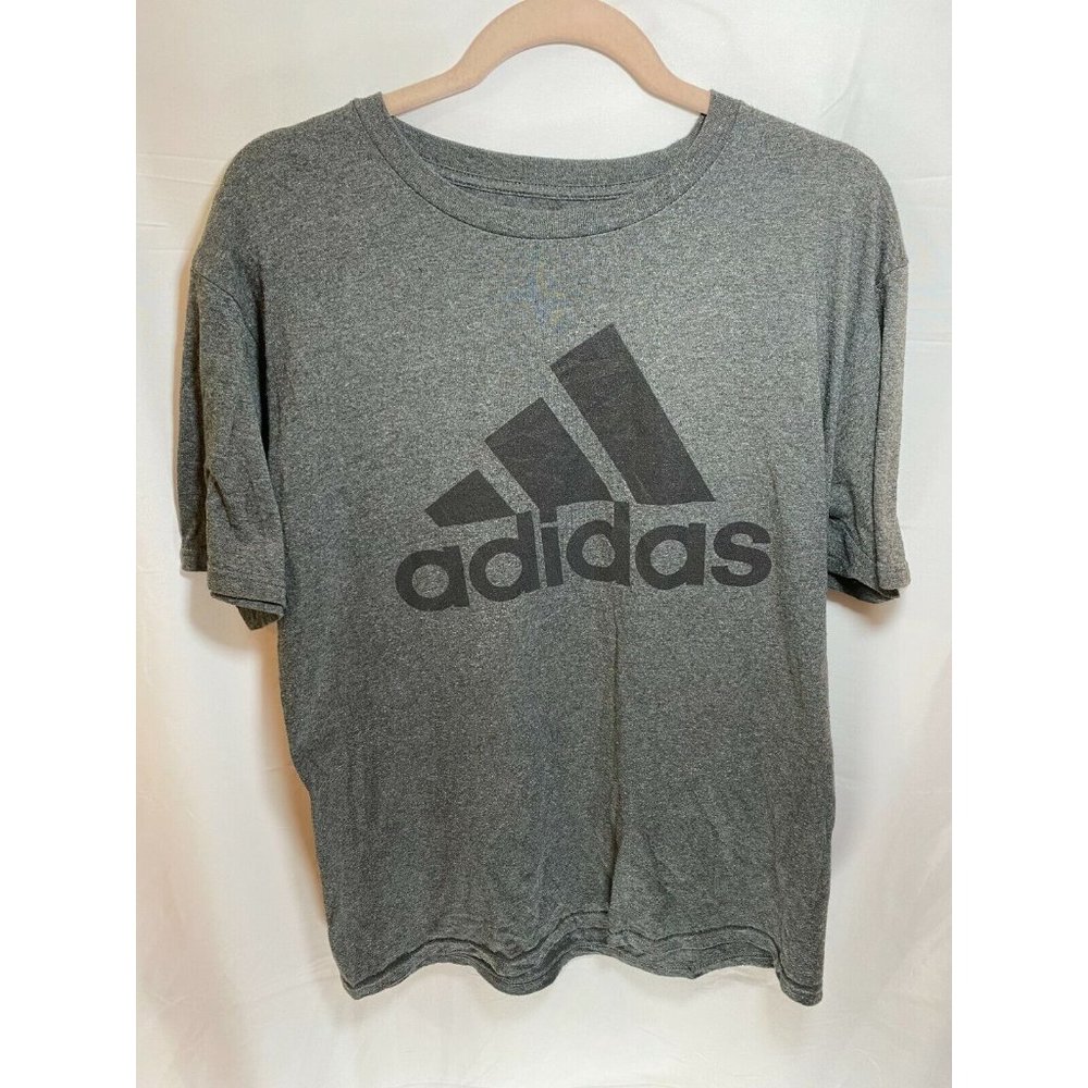 Adidas Shirt Adult Large Grey The Go To Tee Spell Out Pullover Mens